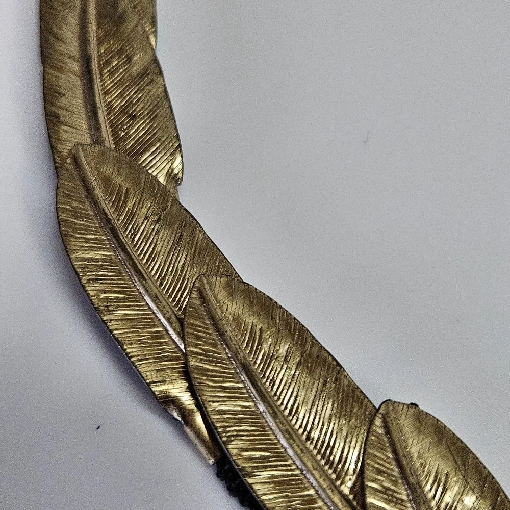 VINTAGE MCM Gold Tone Metal Overlapping Feather Links Belt 47-50